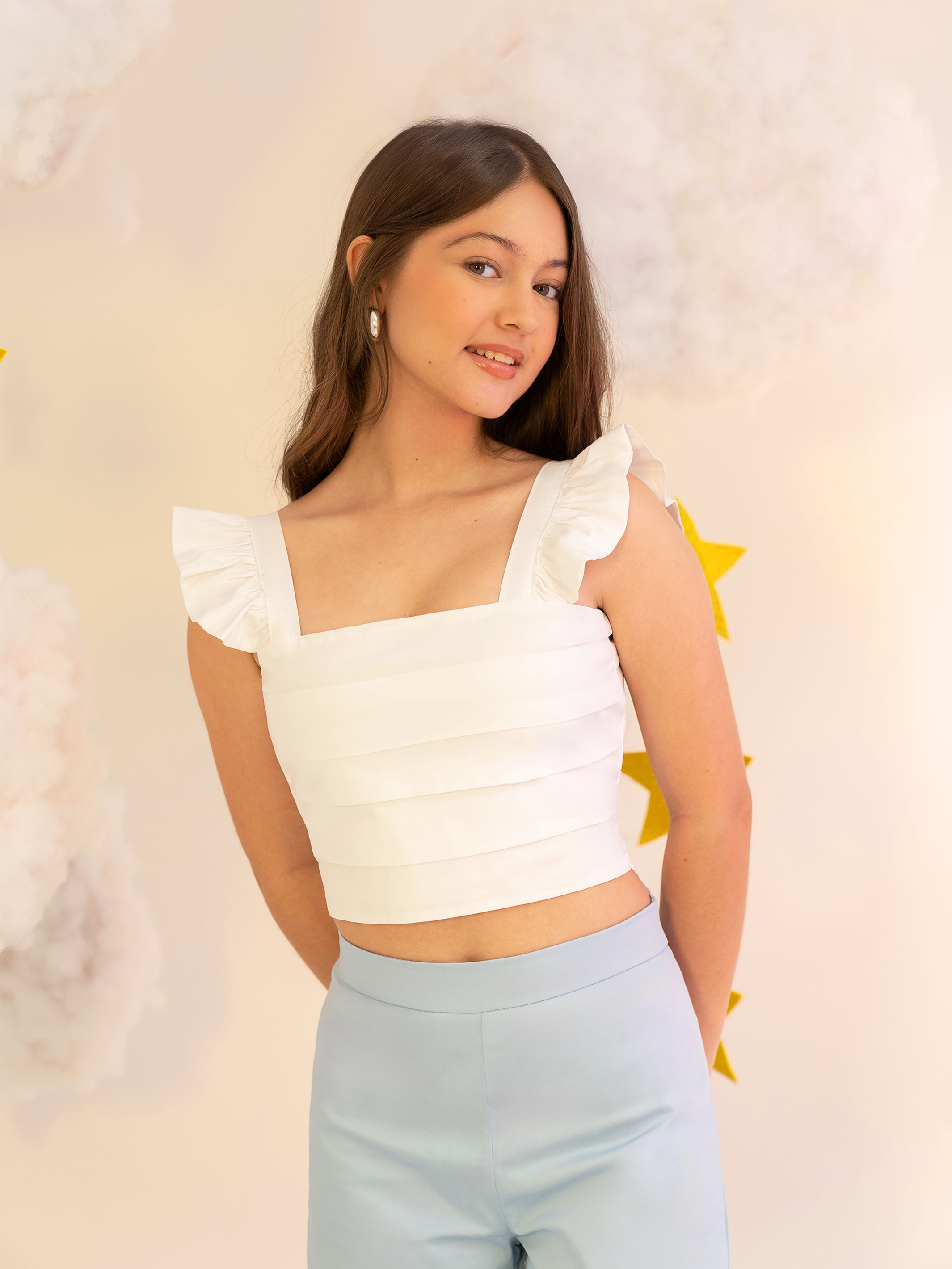 blusas juveniles de moda en popelina con arandelas