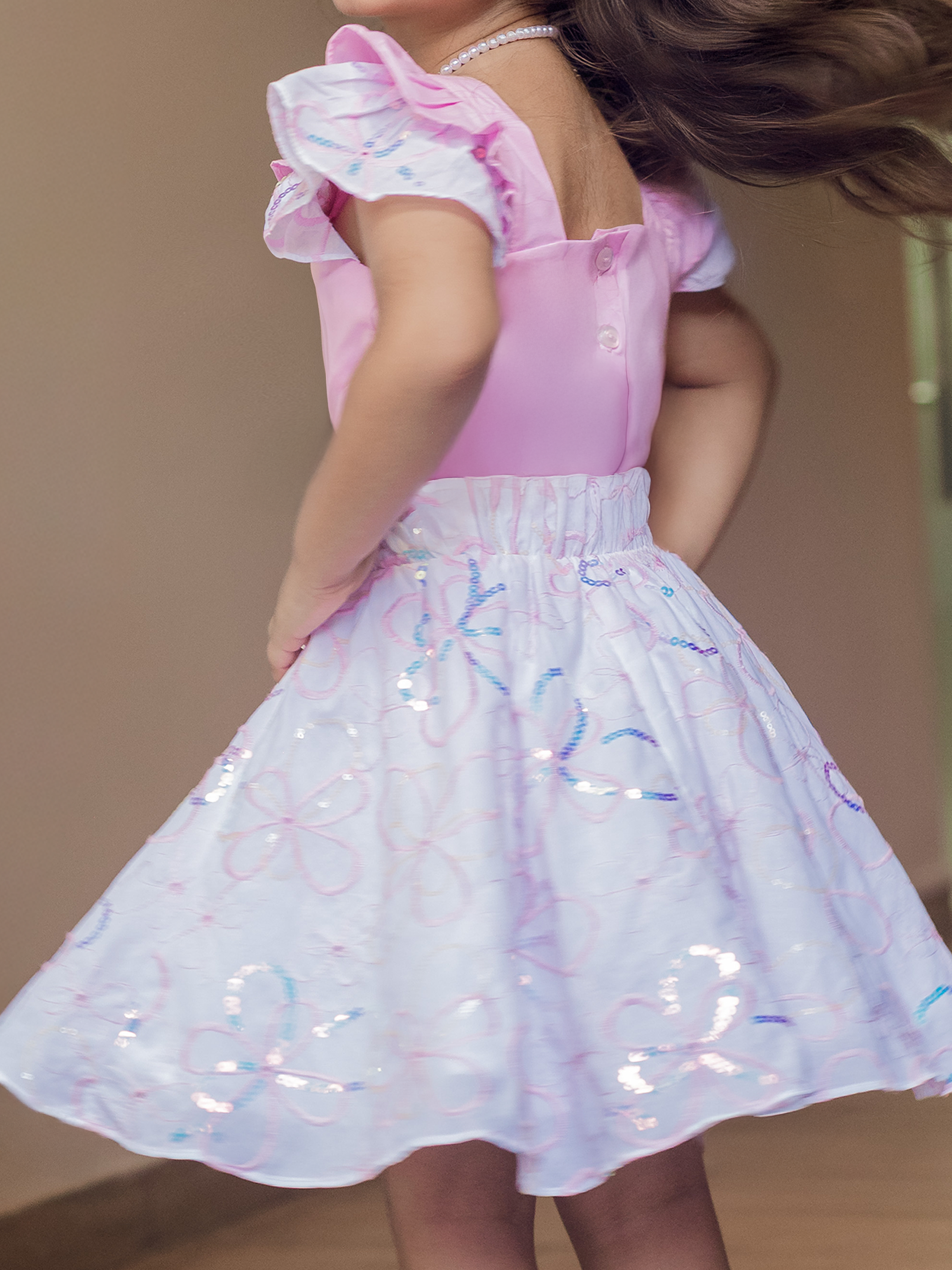 Conjuntos ropa para niñas con blusa de mangas de arandelas