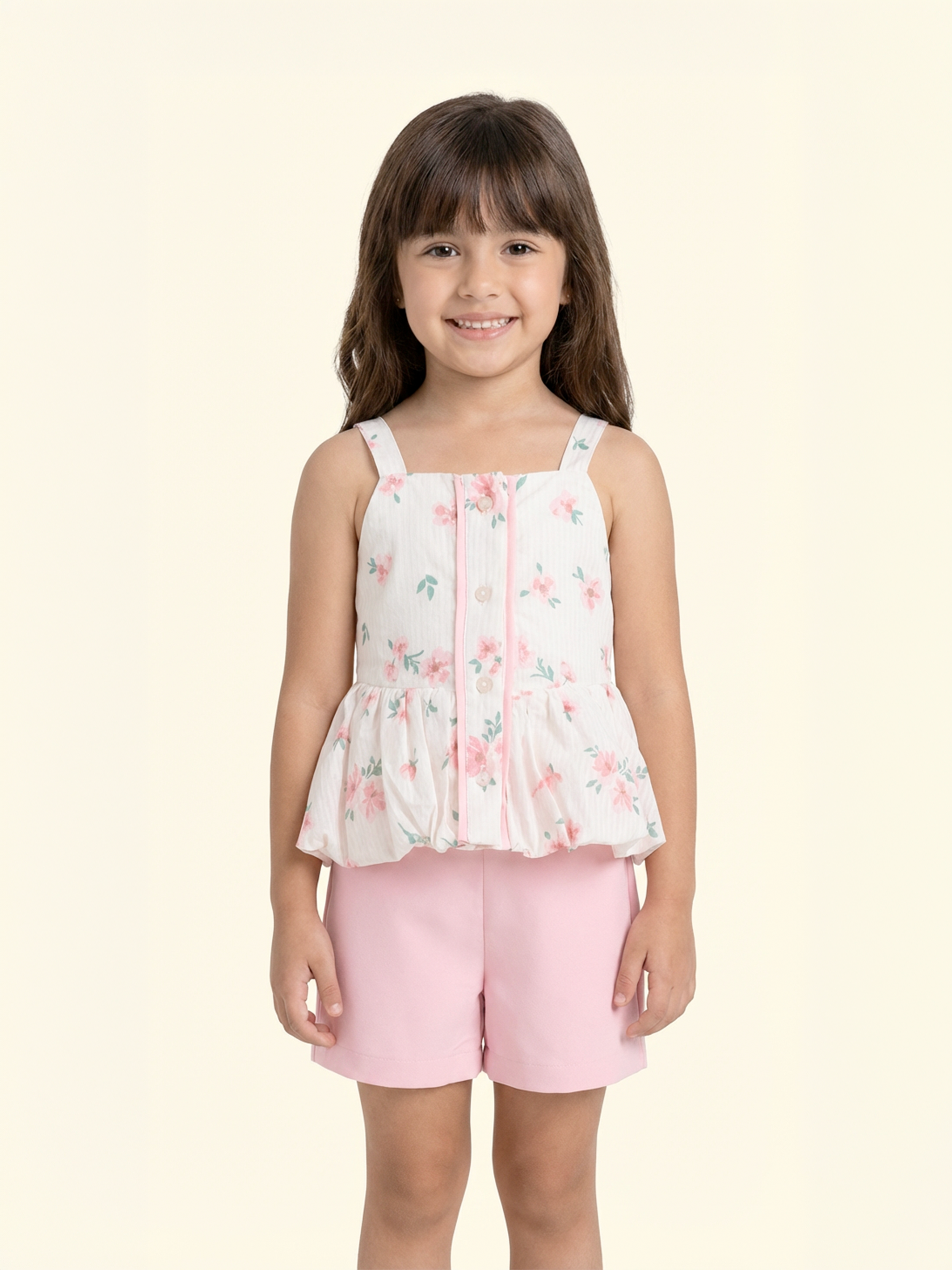 Conjuntos de ropa para niñas con short en dril y blusa suave
