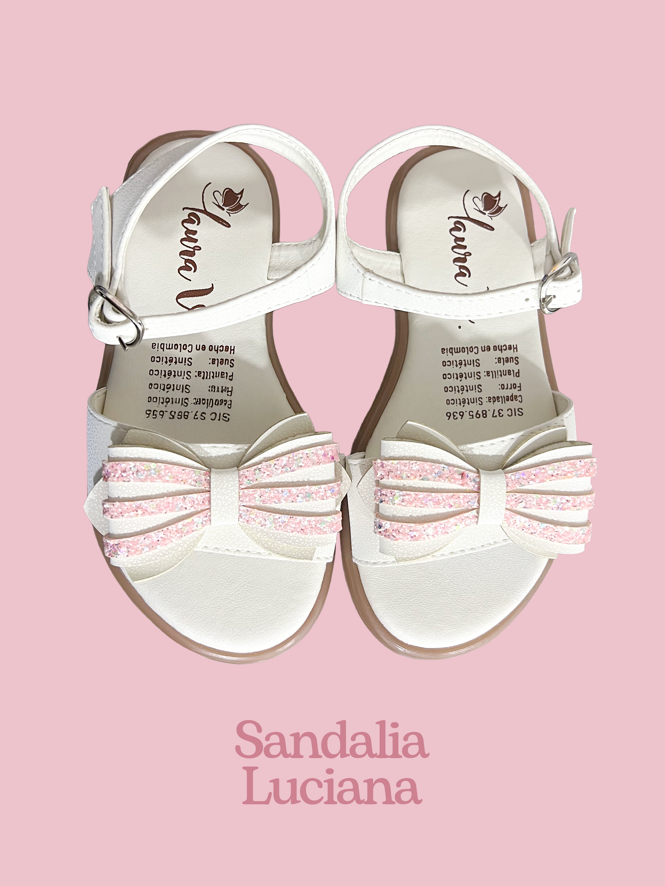 Sandalias para niñas beige con lazo bicolor en la capellada