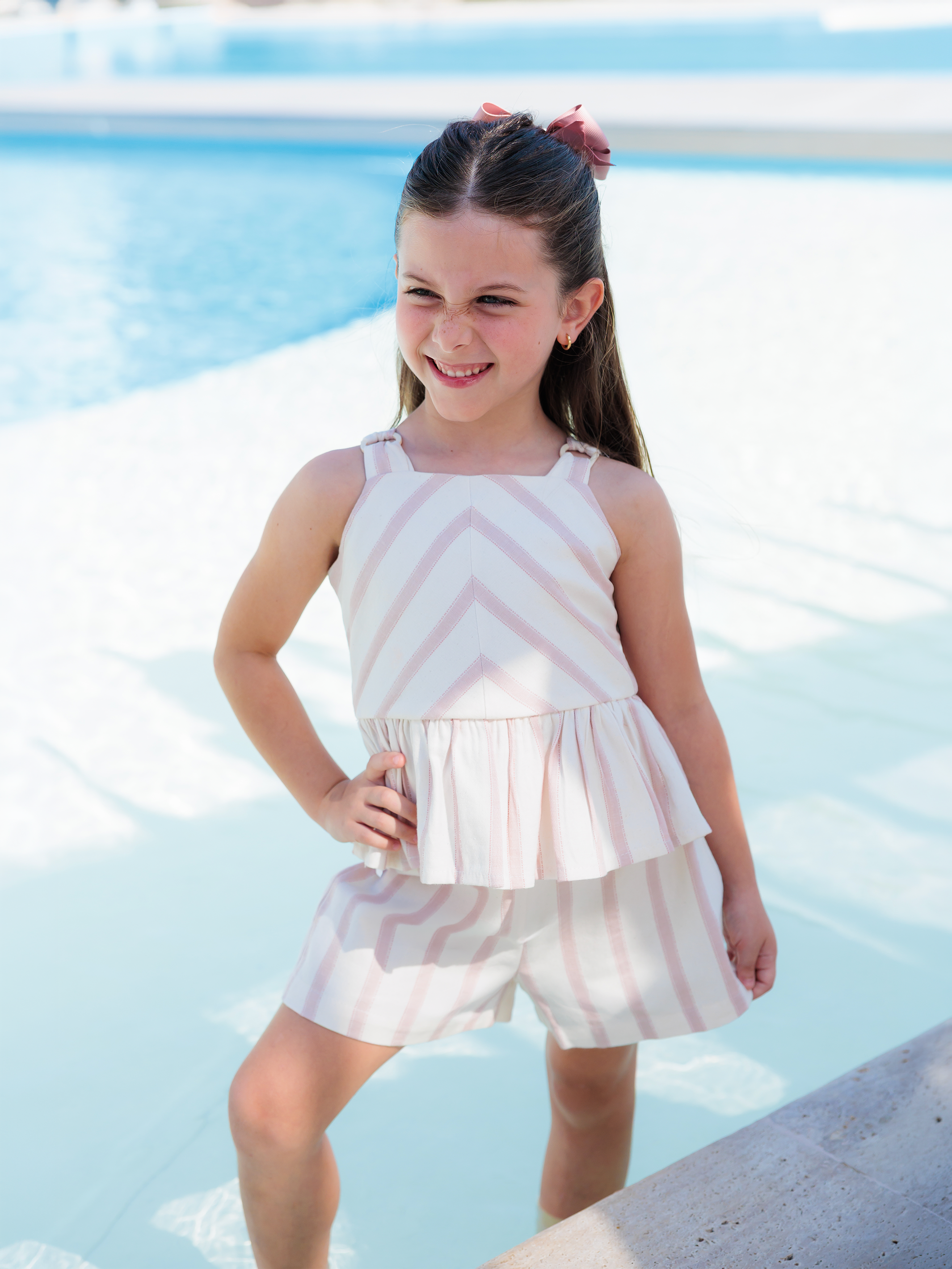Conjuntos ropa para niñas con rayas y diseño fresco de verano