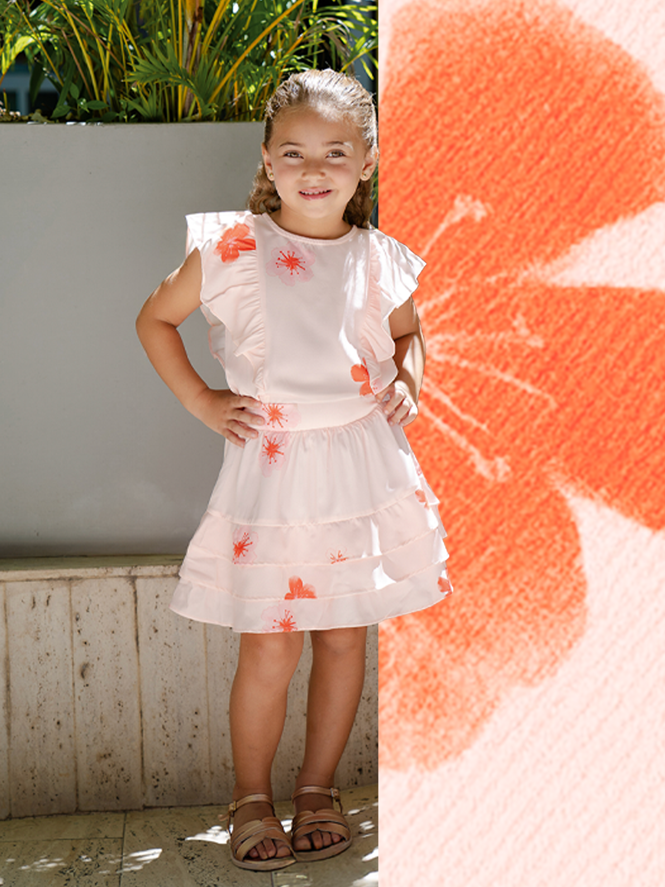 Conjuntos de ropa para niñas en seda sublimada con blusa de arandela