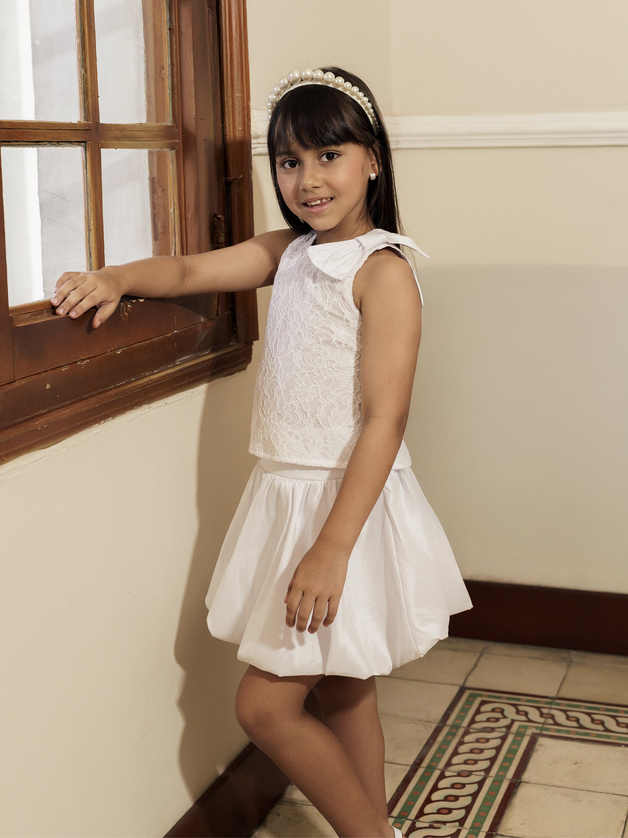 Conjunto para niña en tafetán