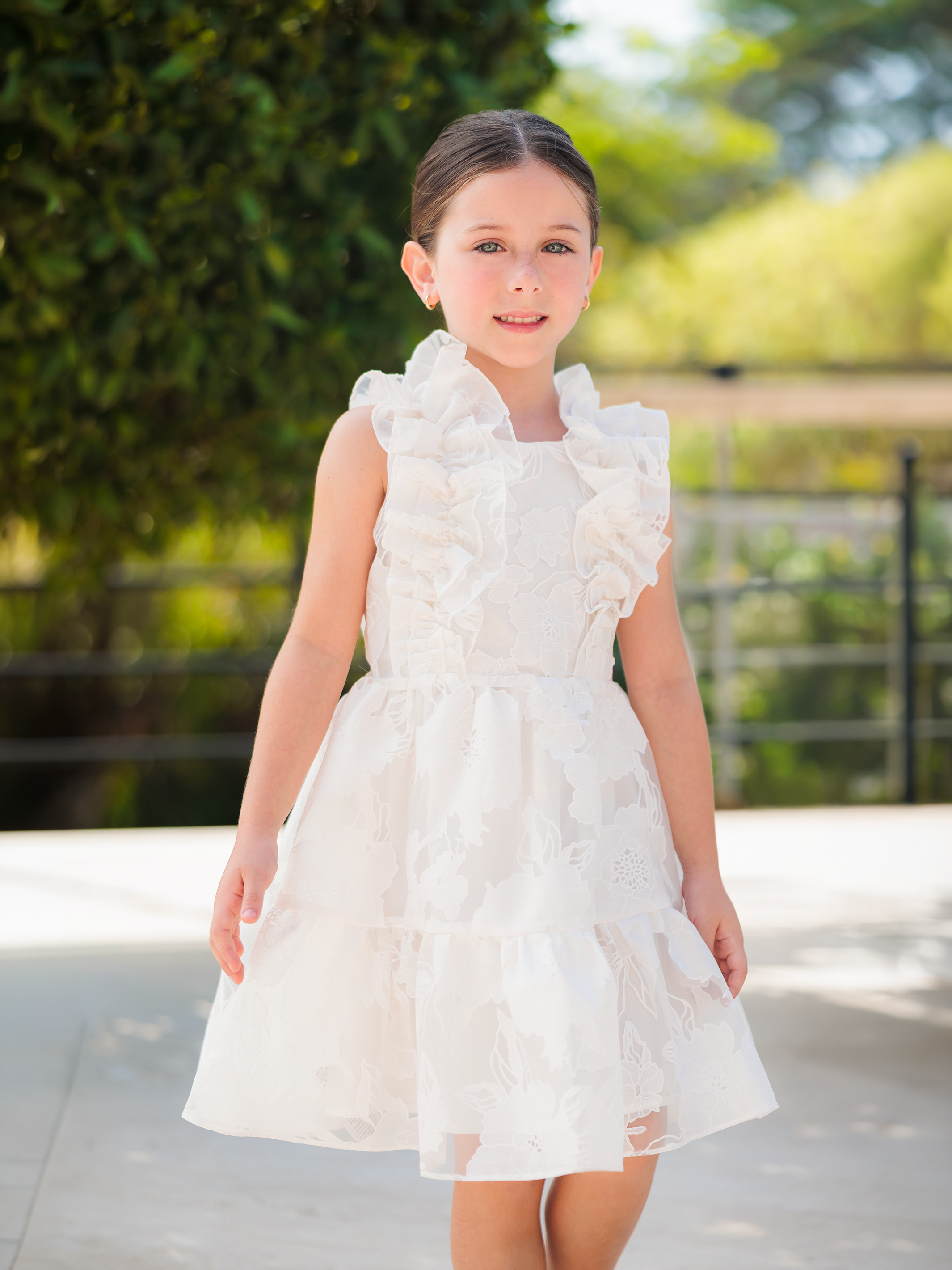 vestido de niña en organza con ruches