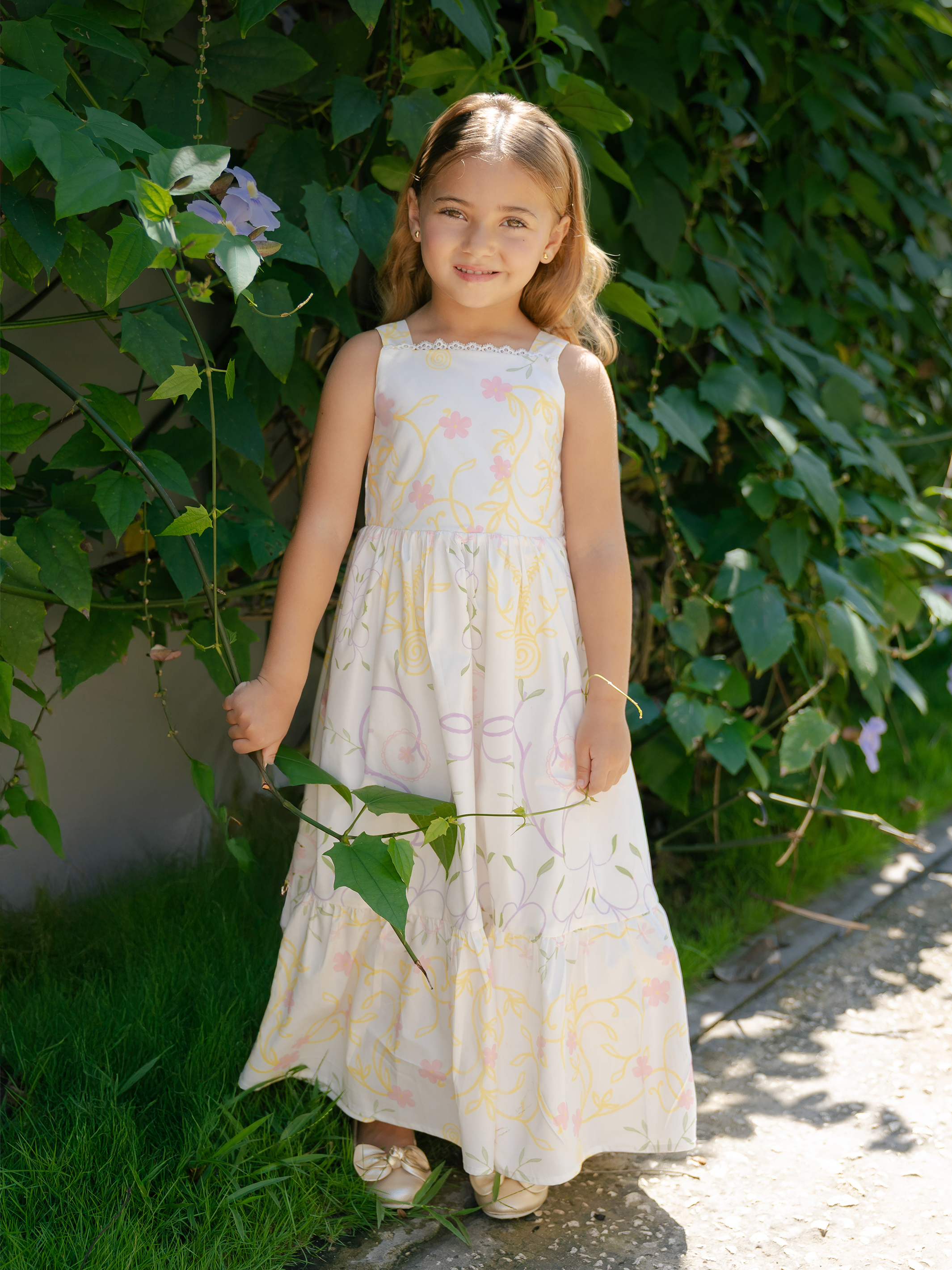vestido de niña largo en popelina sublimada