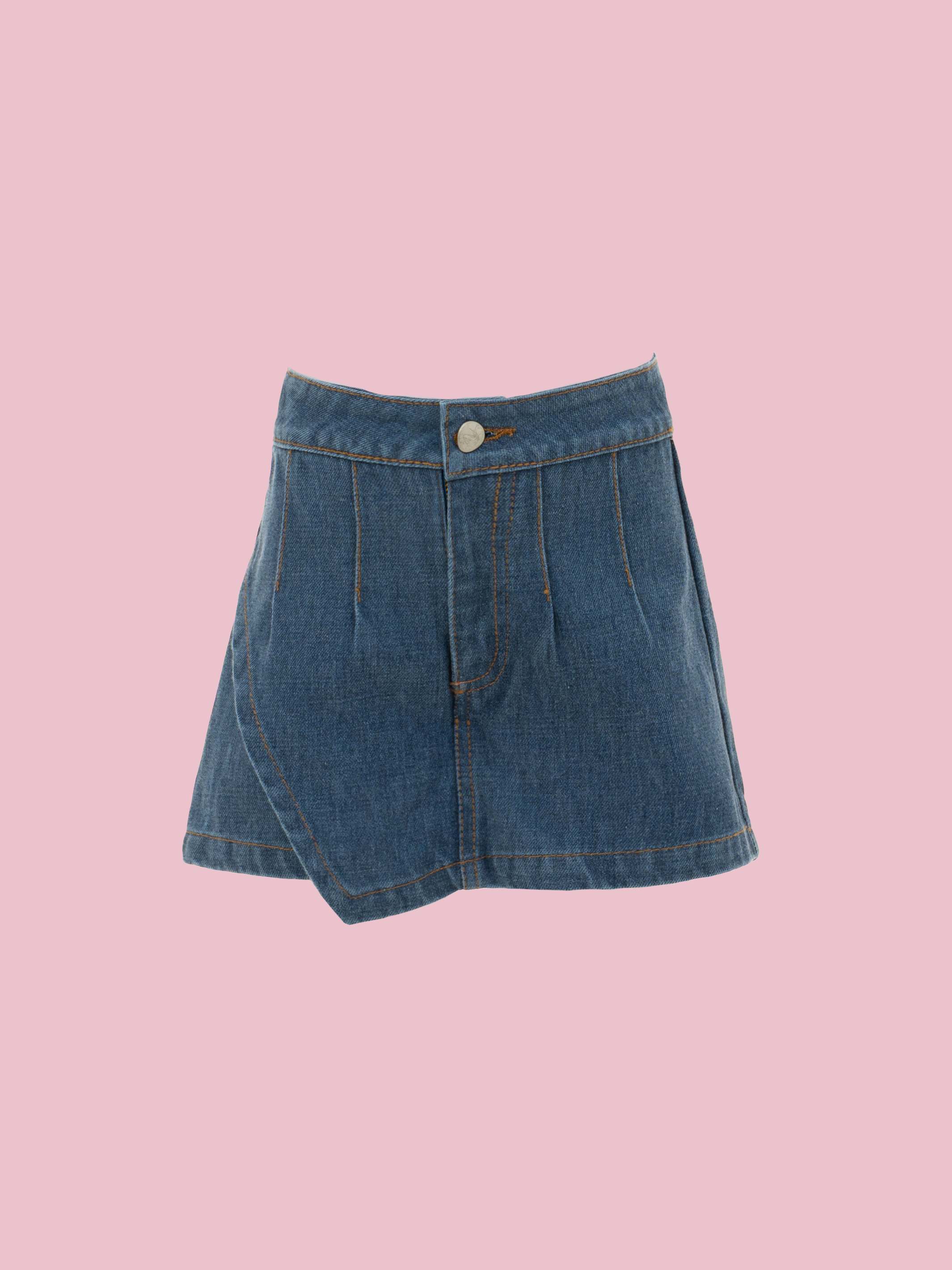 Faldas short en índigo con tapa asimétrica