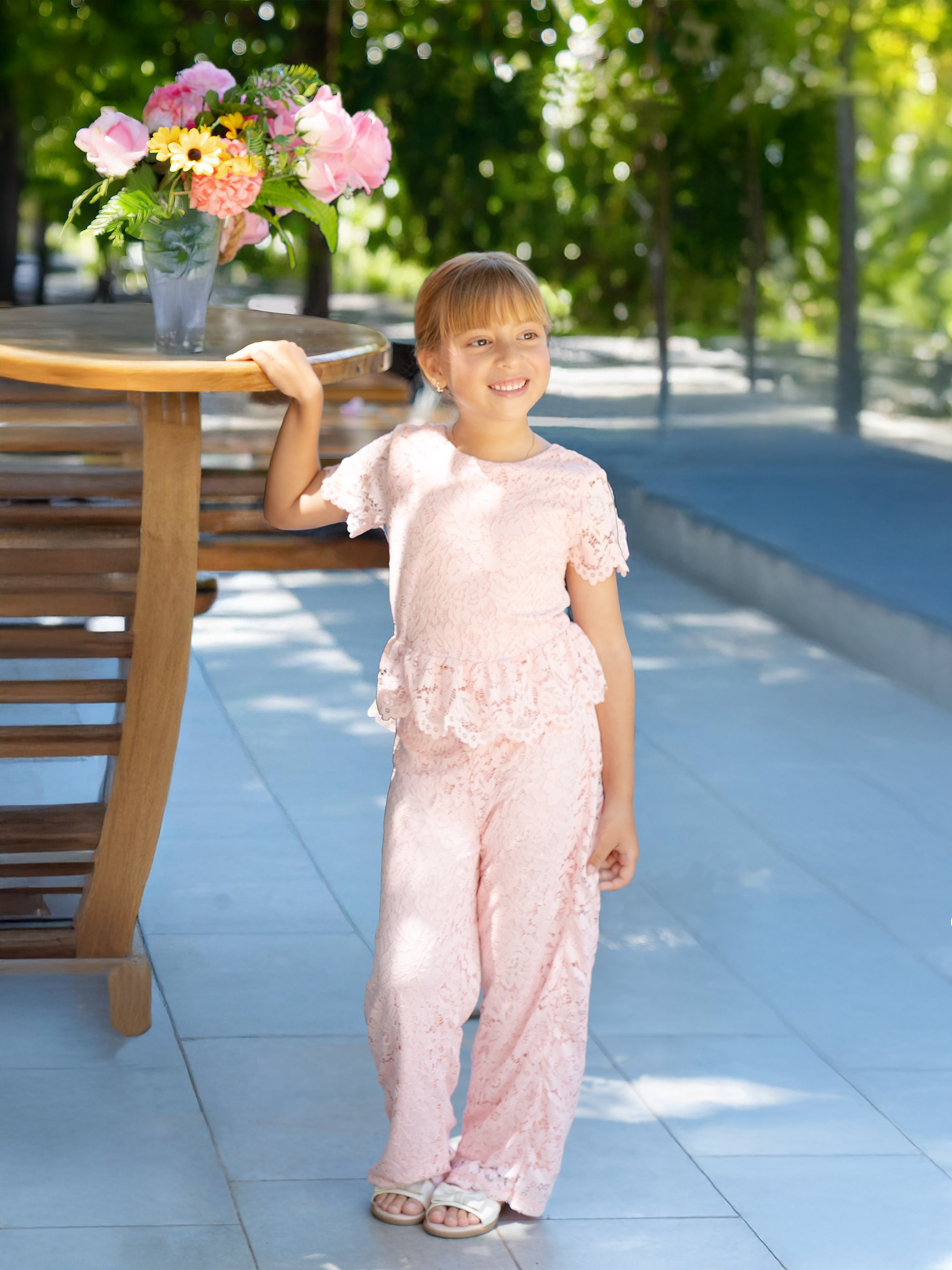 Conjuntos ropa para niñas con espalda ajustable con lazo y diseño elegante