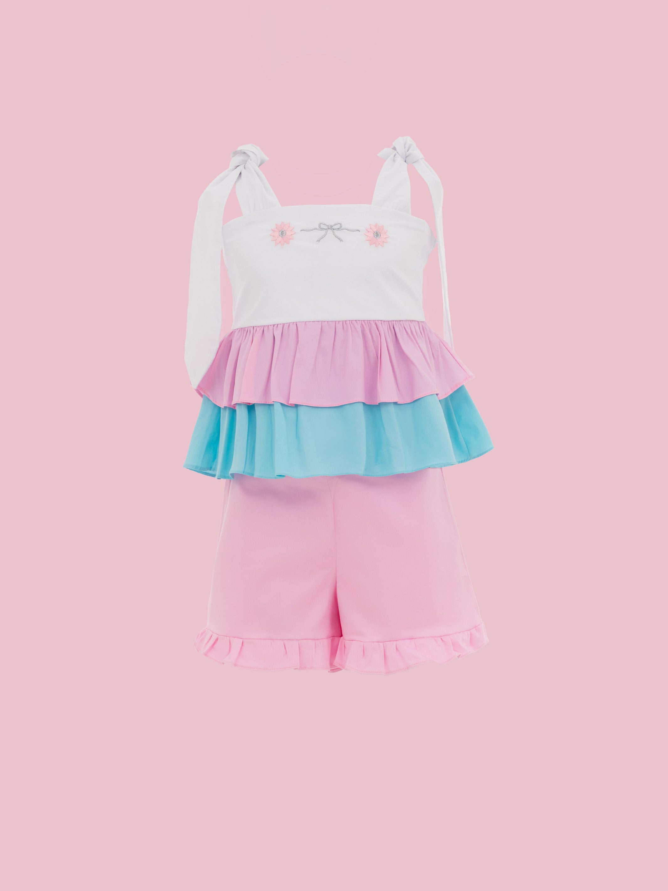Conjuntos de ropa para niñas de moda con blusa bordada