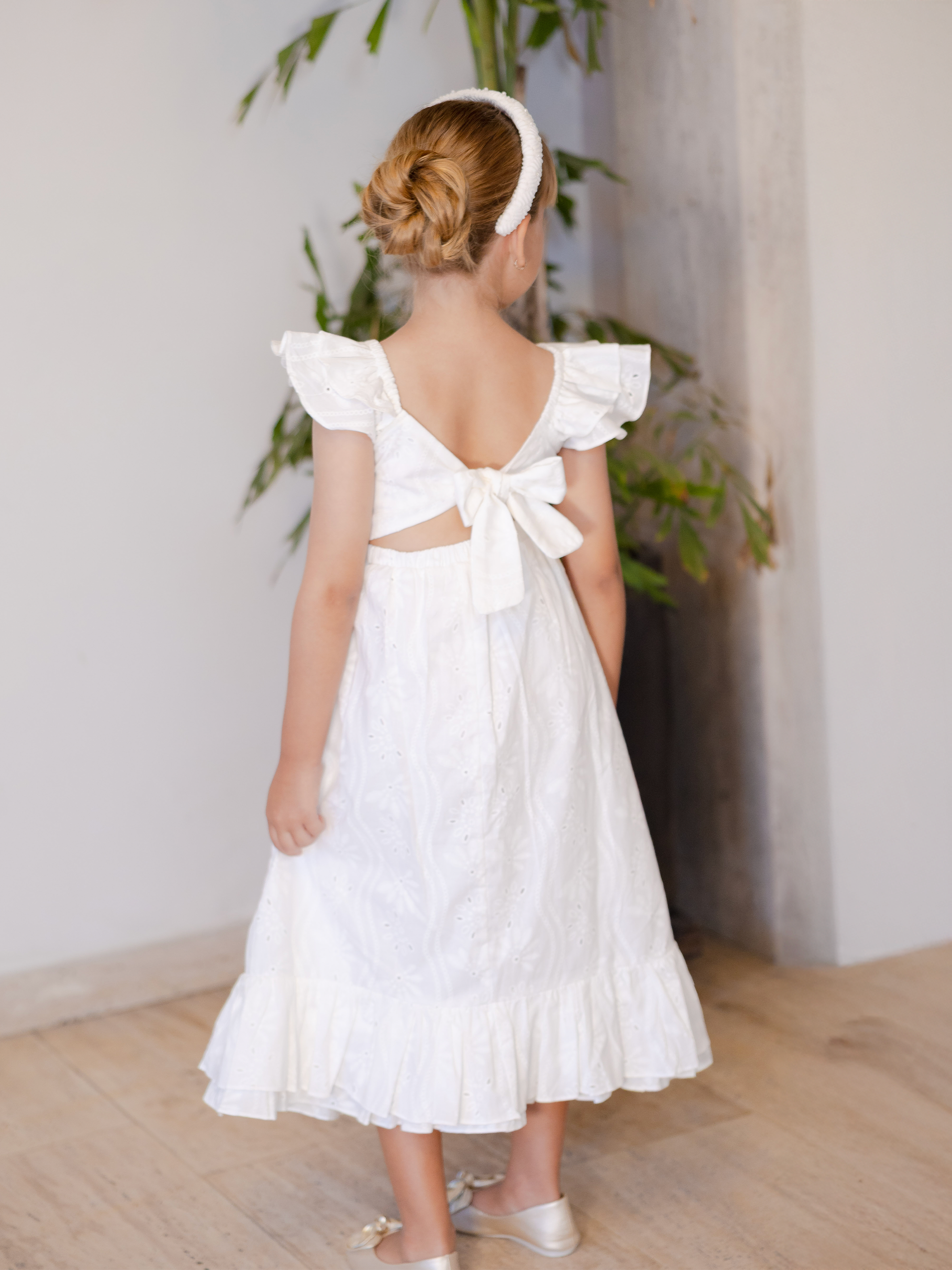 vestidos de niñas de moda con doble arandela fruncida