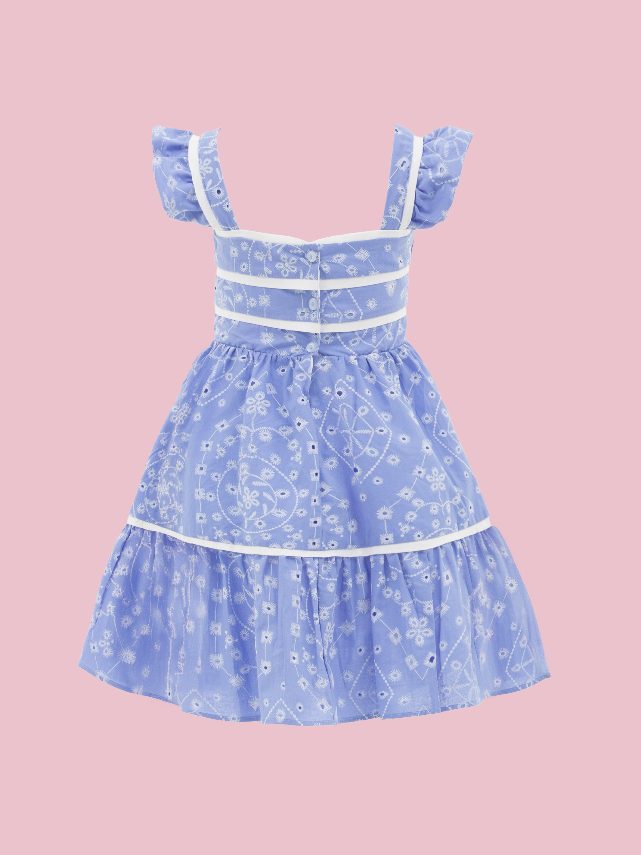 vestidos modernos de niña en ojalillo delicado