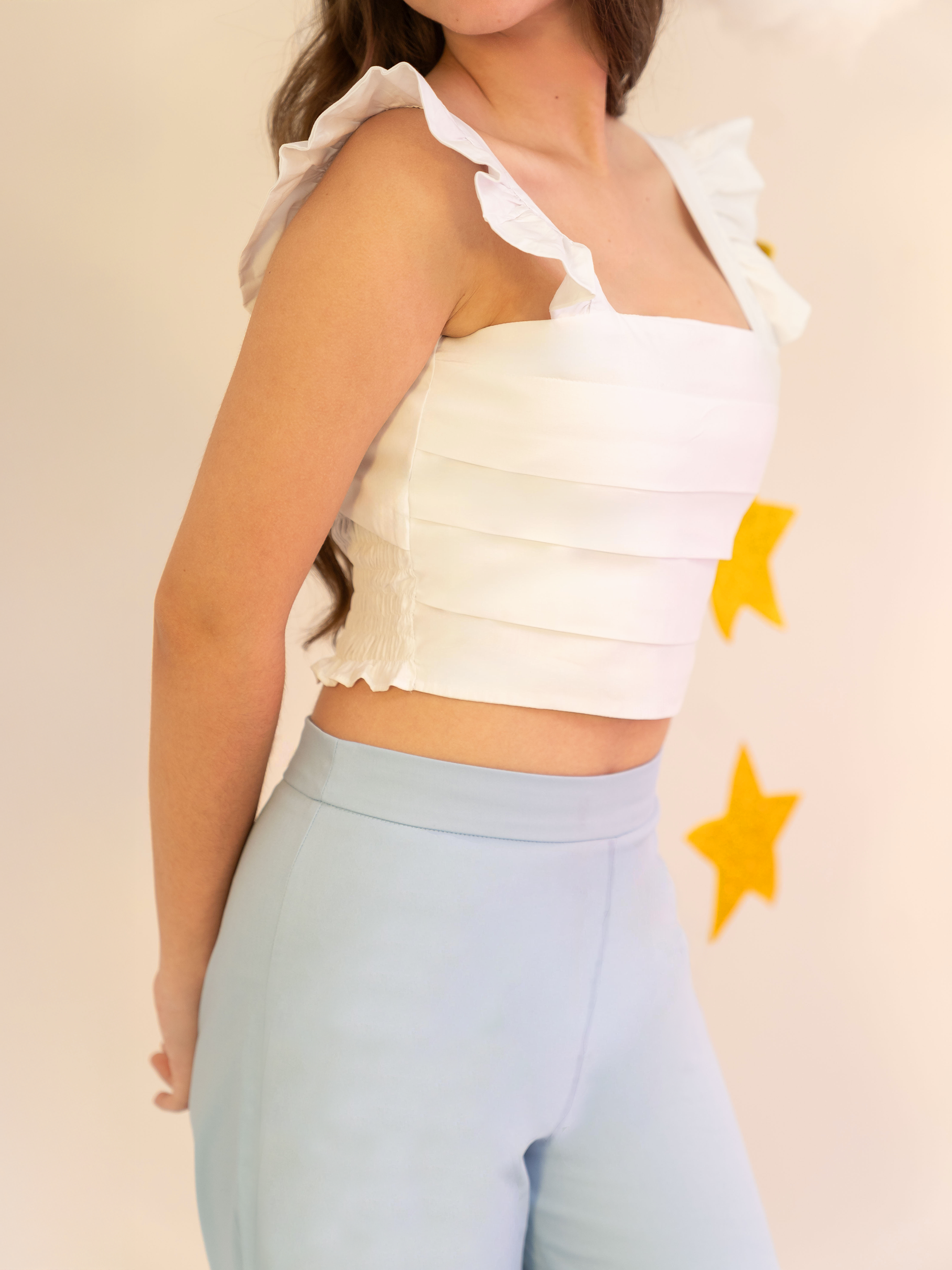 blusas para niñas con plisado frontal delicado