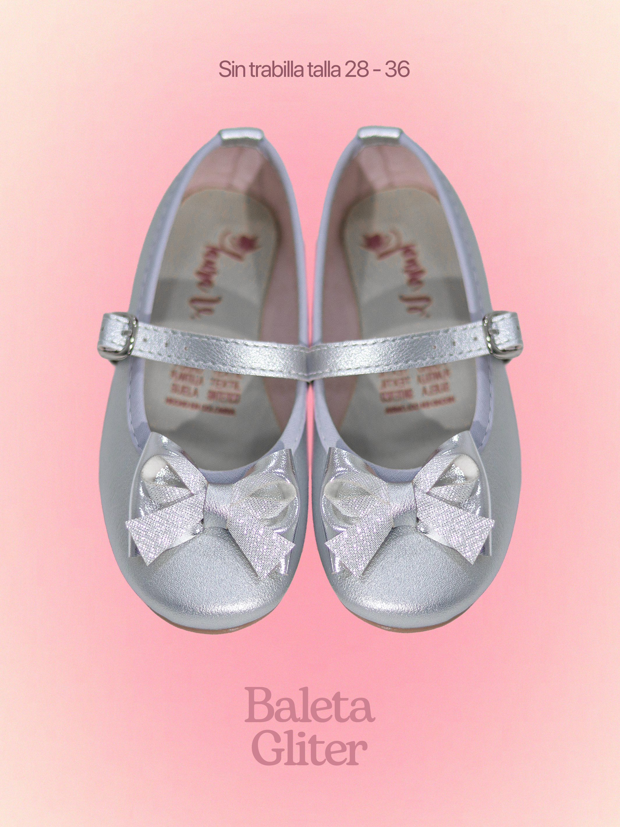 Baletas para niñas plateadas con efecto glitter para eventos especiales