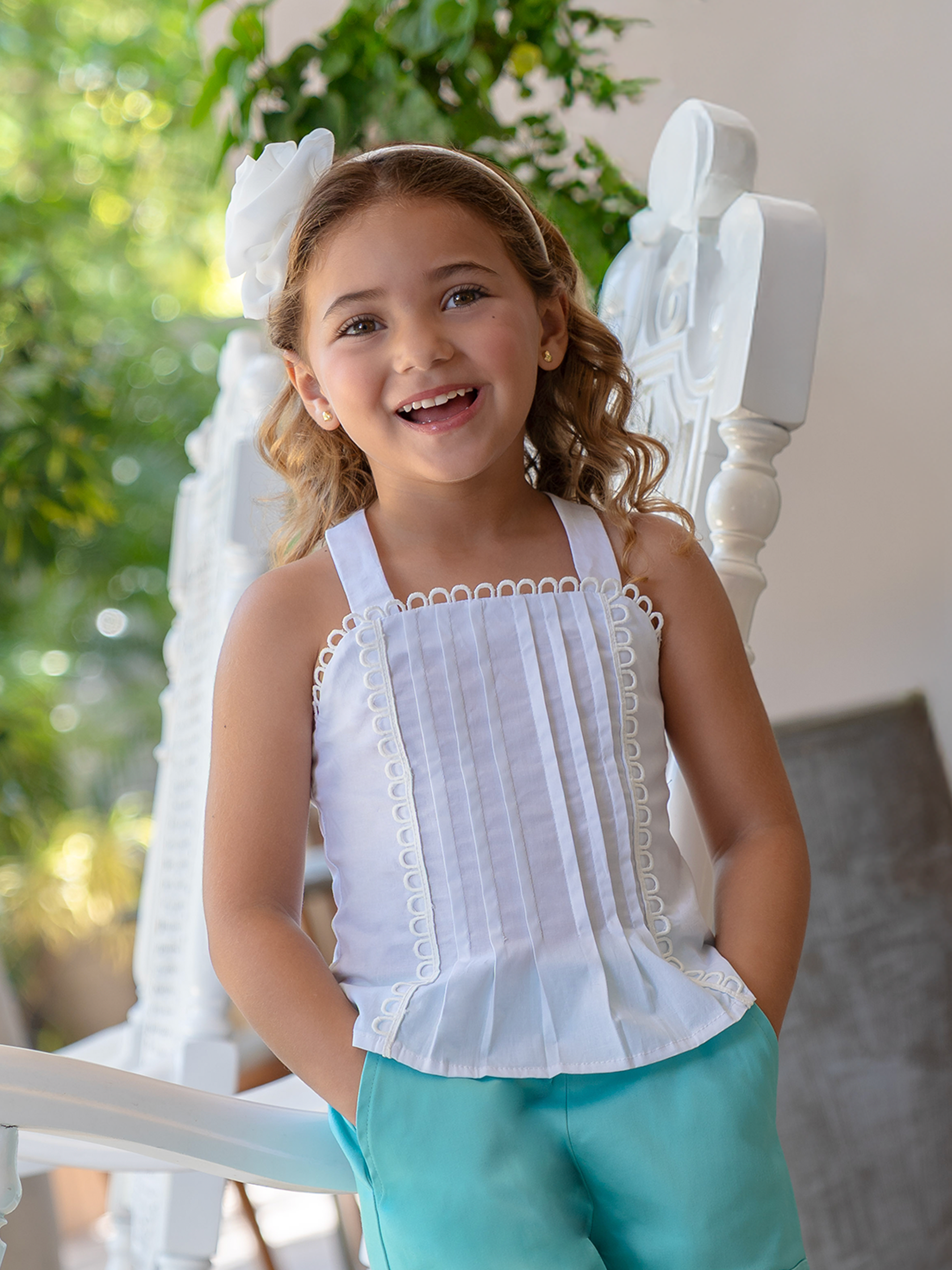 blusa para niñas en popelina fresca