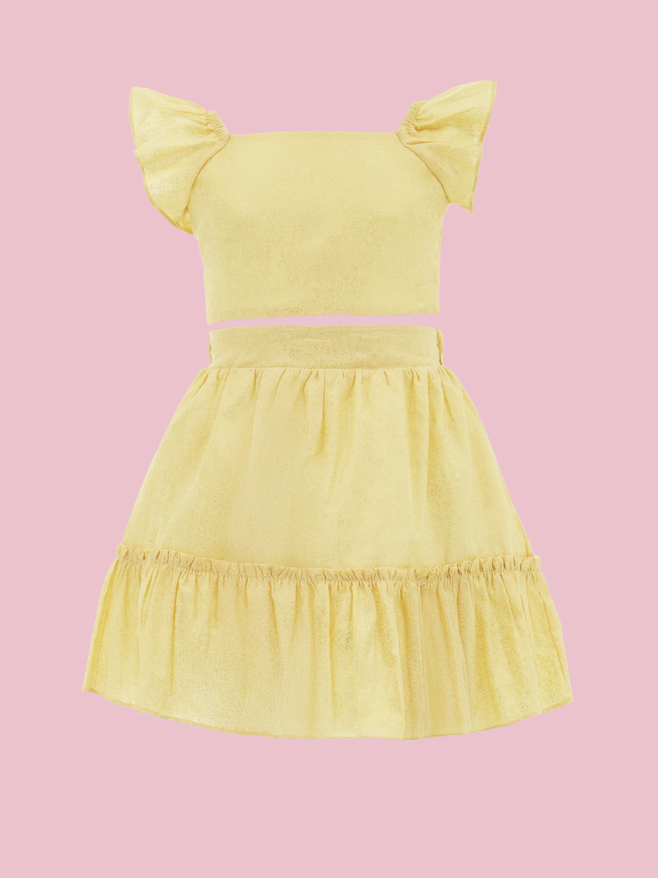 Conjuntos de ropa para niñas de moda con falda de arandela fruncida