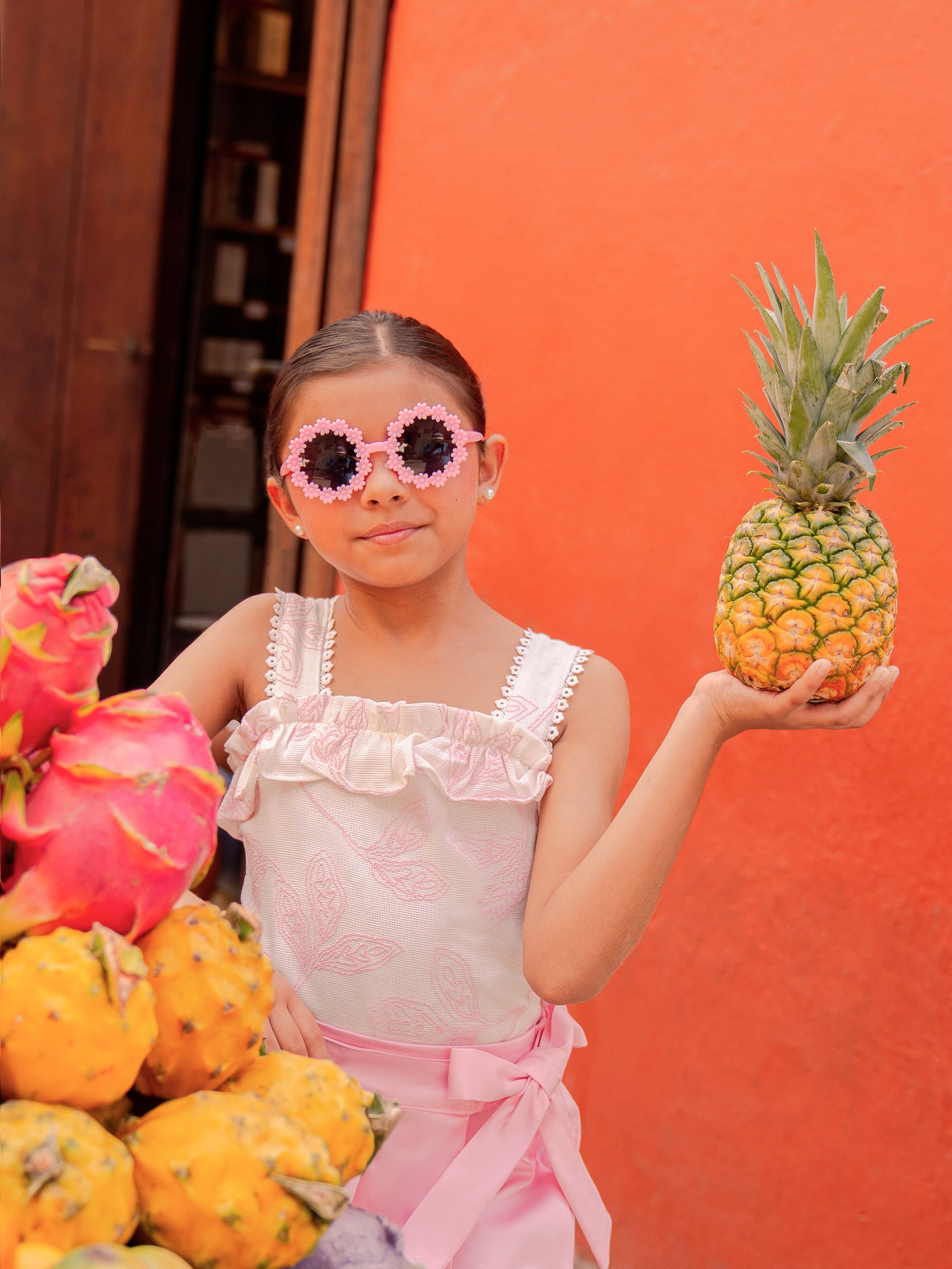 Falda para niñas tipo falda short en dril con lazo ajustable al costado