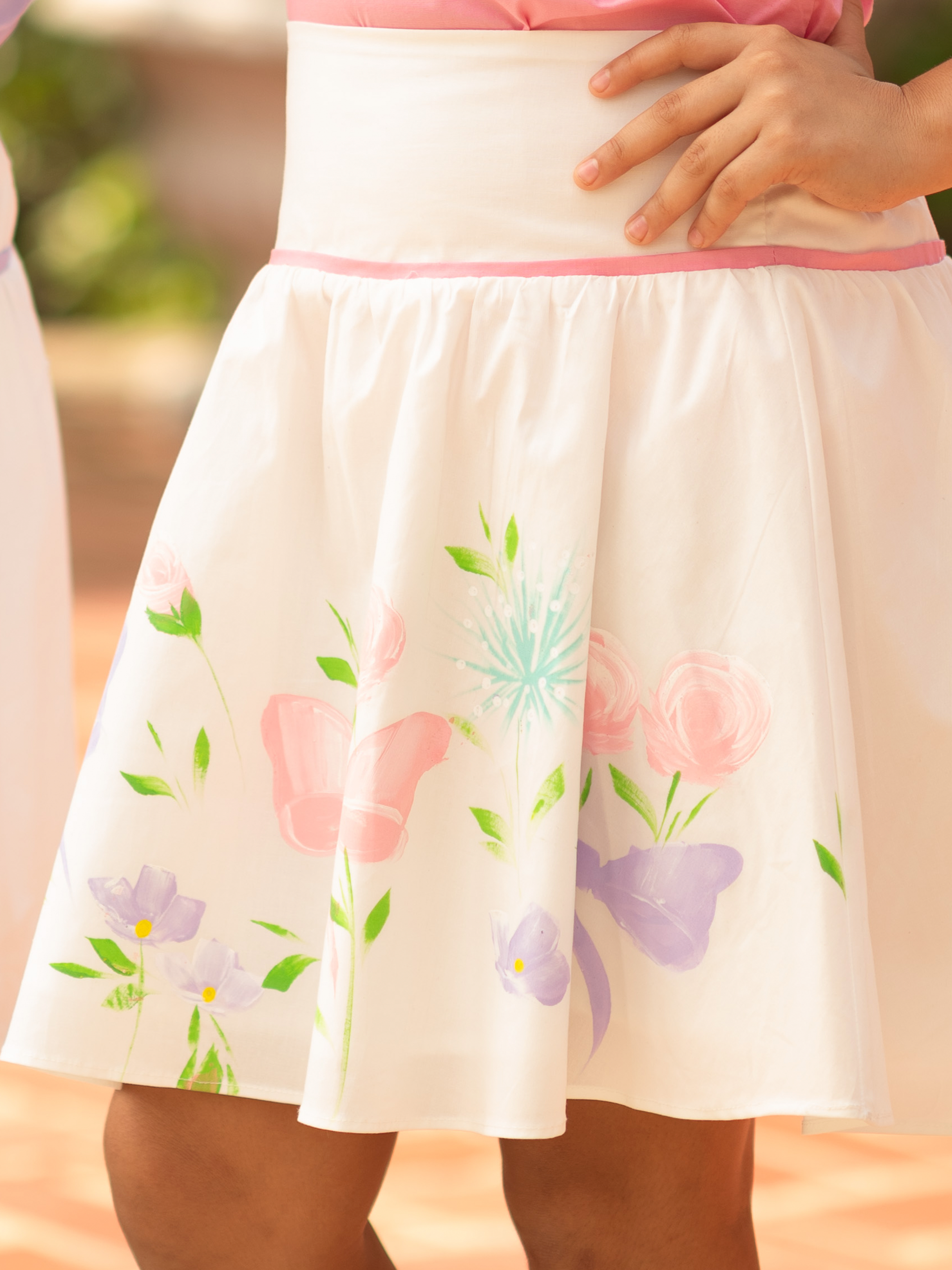 Conjunto para niña fresco con ruche en escote y tirantas