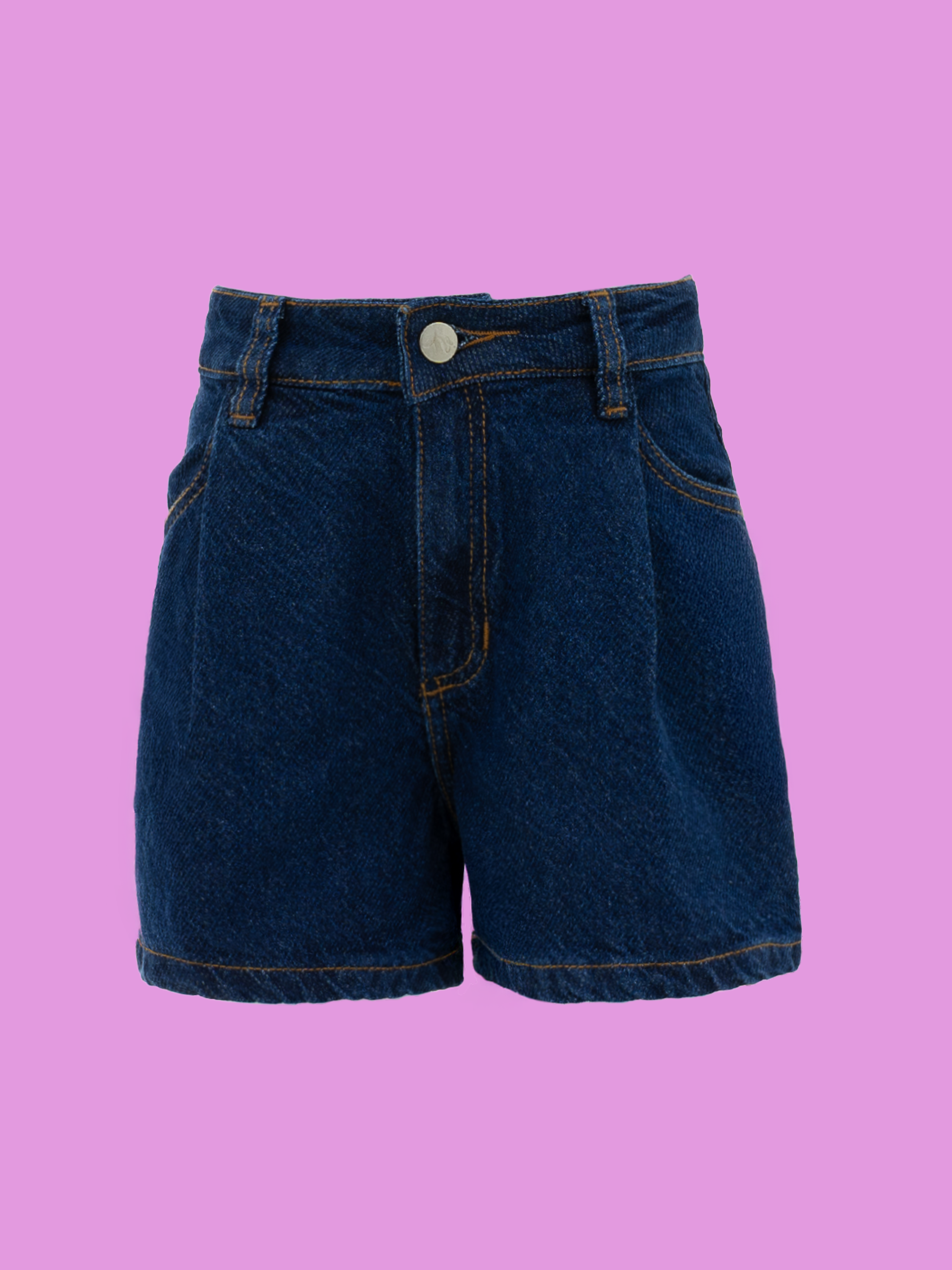 shorts para niñas en tela índigo con bolsillos funcionales